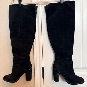 Gianni Bini Black Suede Wide Calf Over the Knee Boots Size 8